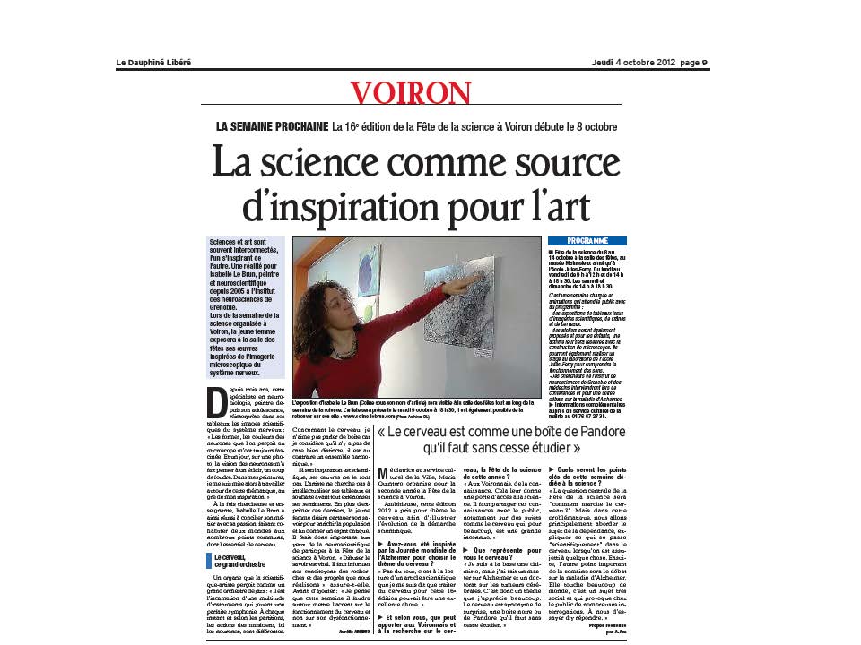Article dans Dauphin Libr du 04 Octobre 2012